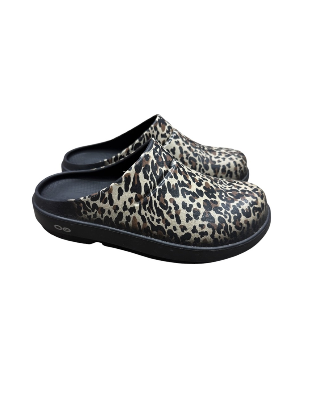 OOFOS Leopard Print Recovery Clogs Slips-On Shoes/OOcoozie Mule - Picture 3 of 5